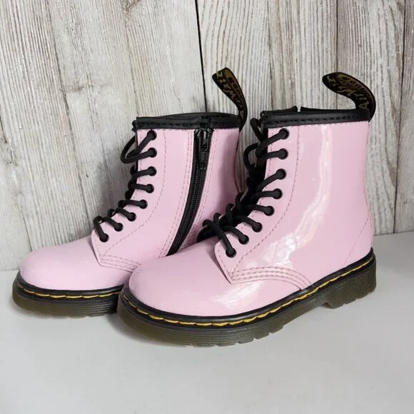 Girl's Grade School 1460 “Pale Pink” Patent Combat Boots Size 8 - Picture 16 of 16